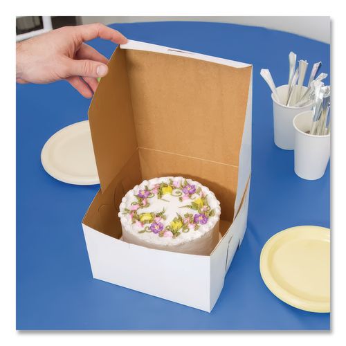 Image of SCT® 9455 White One-Piece Non-Window Bakery Boxes, 8 x 8 x 5, White, Paper, 100/Carton