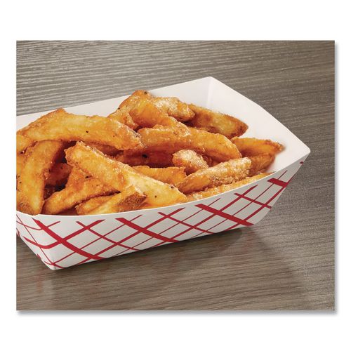 Image of SCT® SCH 0425 Paper Food Baskets, 3 lb Capacity, 7.2 x 4.95 x 1.94, Red/White, Paper, 500/Carton