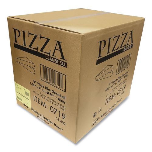 Image of SCT® SCH 0719 White Pizza Clamshells, 9.25 x 9 x 1.69, White, Paper, 400/Carton