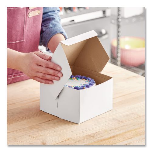 Image of SCT® SCH 0909 White One-Piece Non-Window Bakery Boxes, 6 x 6 x 4, White, Paper, 250/Bundle