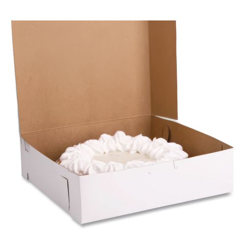 Image of SCT® 953 White One-Piece Non-Window Bakery Boxes, 9 x 9 x 2.5, White, Paper, 250/Carton