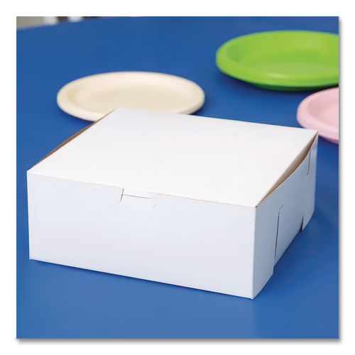 Image of SCT® SCH 0969 White One-Piece Non-Window Bakery Boxes, 10 x 10 x 2.5, White, Paper, 250/Carton