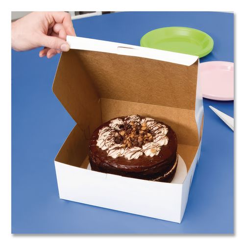 Image of SCT® SCH 0969 White One-Piece Non-Window Bakery Boxes, 10 x 10 x 2.5, White, Paper, 250/Carton