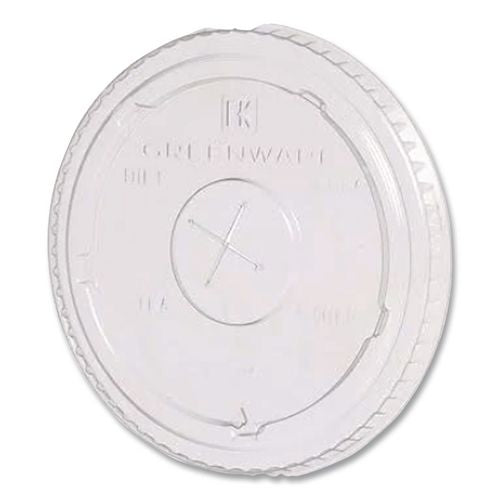 Image of Fabri-Kal® 000000000009509111 Greenware Cold Drink Lids, Fits 9 oz Old Fashioned Cups/12 oz Squat Cups/20 oz Cups, Plastic, Clear, 1,000/Carton