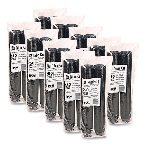 Image of Fabri-Kal® 000000000009505137 Portion Cups, 2 oz, Plastic, Black, 250/Sleeve, 10 Sleeves/Carton