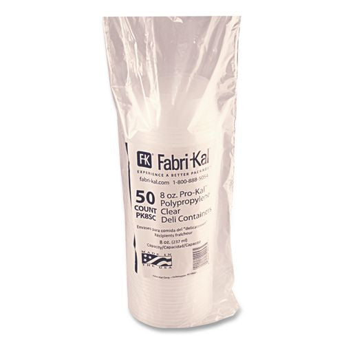 Image of Fabri-Kal® 000000000009505100 Microwavable Deli Containers, 8 oz, 4.6" Diameter x 1.8" h, Clear, Plastic, 500/Carton