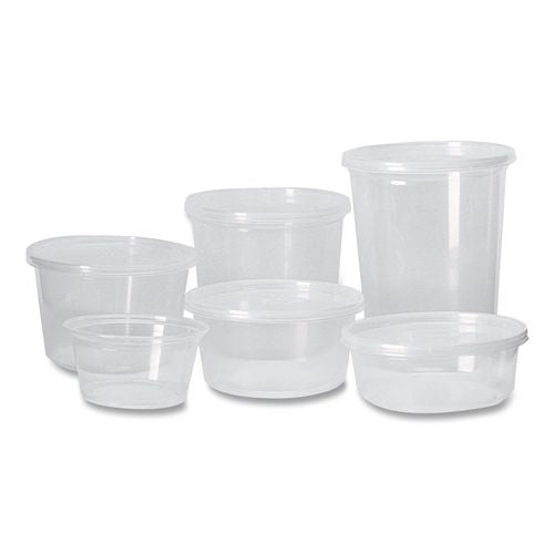 Image of Fabri-Kal® 000000000009505100 Microwavable Deli Containers, 8 oz, 4.6" Diameter x 1.8" h, Clear, Plastic, 500/Carton