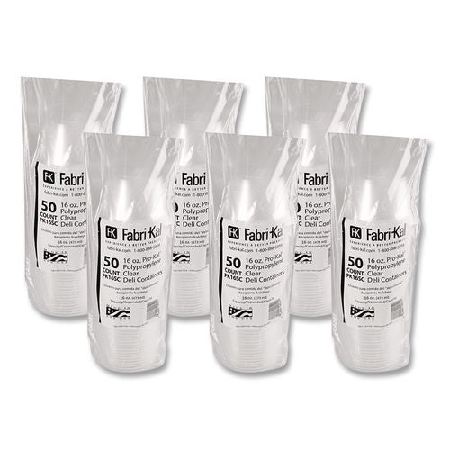 Image of Fabri-Kal® 000000000009505102 Microwavable Deli Containers, 16 oz, 4.6" Diameter x 3" h, Clear, Plastic, 500/Carton