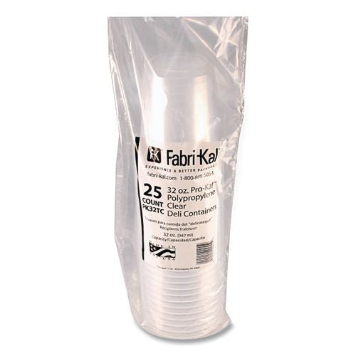 Image of Fabri-Kal® 000000000009505104 Microwavable Deli Containers, 32 oz, 4.6" Diameter x 5.6" h, Clear, Plastic, 500/Carton