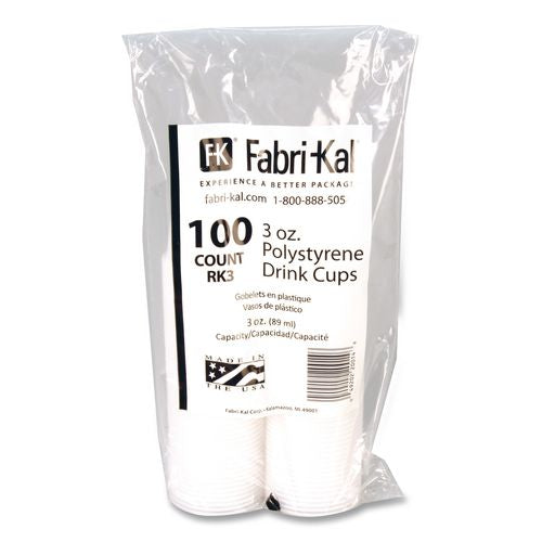 Image of Fabri-Kal® 000000000009500018 RK Crisscross Cold Drink Cups, 3 oz, Plastic, Clear, 100/Bag, 25 Bags/Carton