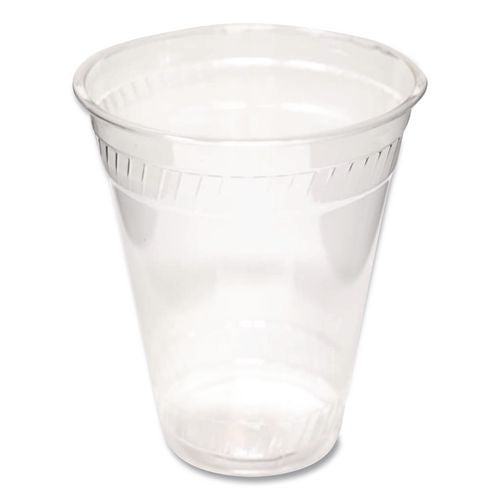 Image of Fabri-Kal® 000000000009509112 Greenware Cold Drink Lids, X-Slot, Fits 16 oz/18 oz/24 oz Cold Cups, Sugarcane, Clear, 1,000/Carton