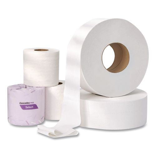 Image of Cascades PRO B040 Select Standard Bath Tissue, Septic Safe, 2-Ply, White, 4 x 3.19, 500 Sheets/Roll, 96 Rolls/Carton