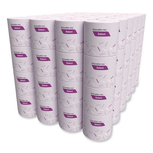 Image of Cascades PRO B040 Select Standard Bath Tissue, Septic Safe, 2-Ply, White, 4 x 3.19, 500 Sheets/Roll, 96 Rolls/Carton