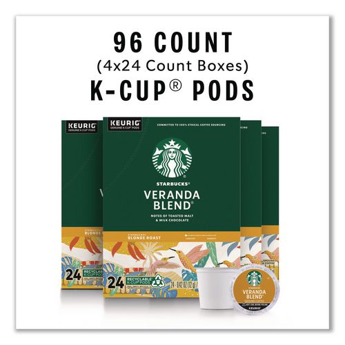 Image of Starbucks® 12434950 Veranda Blend Coffee K-Cups, 24/box, 4 Box/carton