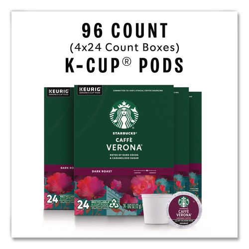 Image of Starbucks® 12434951 Caffe Verona Coffee K-Cups Pack, 24/box, 4 Boxes/carton