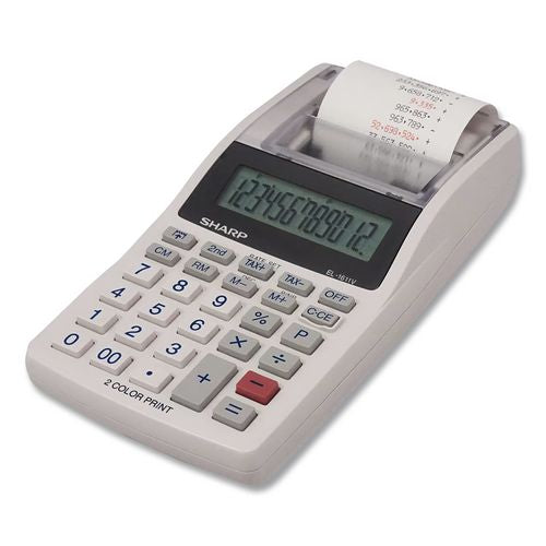 Image of Sharp® EL1611V EL-1611V Printing Calculator, Black/Red Print, 2 Lines/Sec