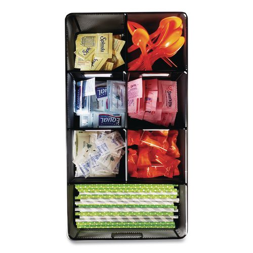 Image of Safco® 3291BL Onyx Breakroom Organizers, 7 Compartments, 16 x 8.5 x 5.25, Steel Mesh, Black