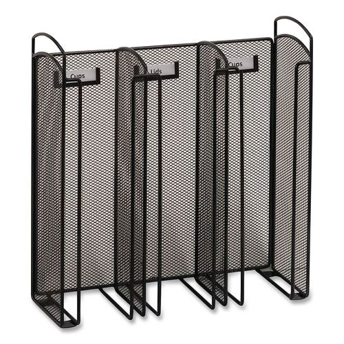 Image of Safco® 3292BL Onyx Breakroom Organizers, 3 Compartments, 12.75 x 4.5 x 13.25, Steel Mesh, Black