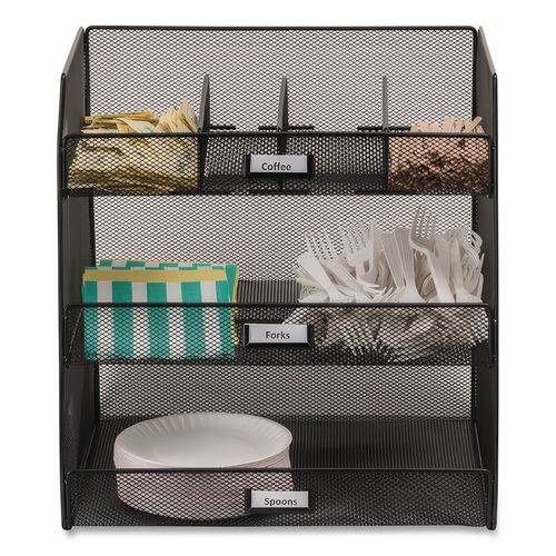 Image of Safco® 3293BL Onyx Breakroom Organizers, 3 Compartments,14.63 x 11.75 x 15, Steel Mesh, Black