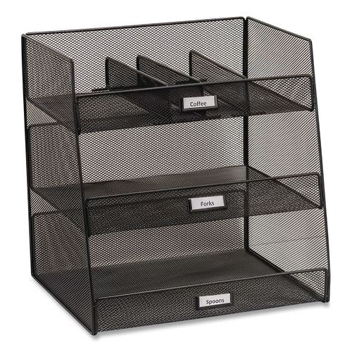 Image of Safco® 3293BL Onyx Breakroom Organizers, 3 Compartments,14.63 x 11.75 x 15, Steel Mesh, Black