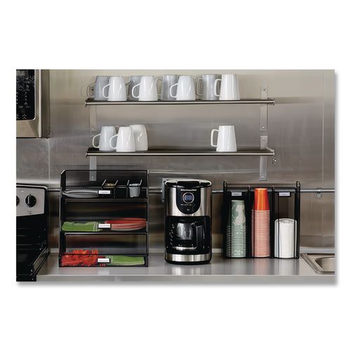 Image of Safco® 3293BL Onyx Breakroom Organizers, 3 Compartments,14.63 x 11.75 x 15, Steel Mesh, Black