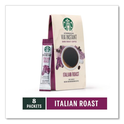 Image of Starbucks® 12407838 VIA Ready Brew Coffee, 0.11 oz, Italian Roast, 8/Pack, 12 Packs/Carton