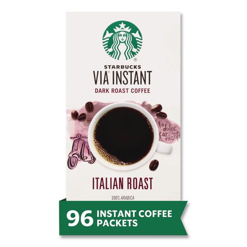 Image of Starbucks® VIA Ready Brew Coffee, 0.11 oz, Italian Roast, 8 Packets/Bag, 12 Bags/Carton