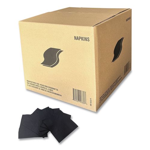 Image of GEN 1401 Cocktail Napkins, 1-Ply, 9 x 9, Black, 4,000/Carton