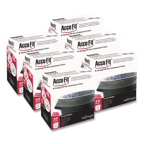 Image of AccuFit® H6644TC RC1 Linear Low Density Can Liners with AccuFit Sizing, 32 gal, 0.9 mil, 33" x 44", Clear, 50 Bags/Box, 6 Boxes/Carton