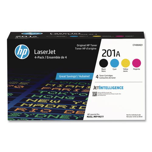Image of HP CF400AQ1 HP 201a, (cf400a-Q) 4-Pack Black/cyan/magenta/yellow Original Laserjet Toner Cartridges