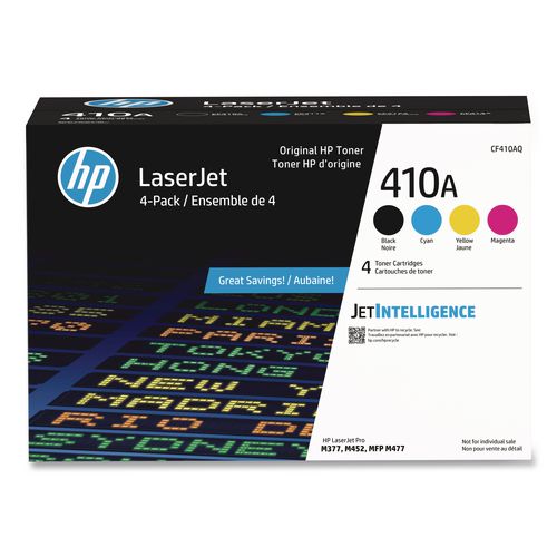 Image of HP CF410AQ HP 410a, (cf410a-Q) 4-Pack Black/cyan/magenta/yellow Original Laserjet Toner Cartridges