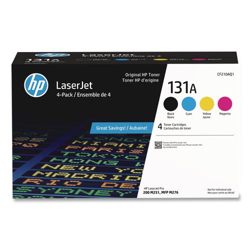 Image of HP CF210AQ1 HP 131a, (cf210a-Q) 4-Pack Black/cyan/magenta/yellow Original Laserjet Toner Cartridges