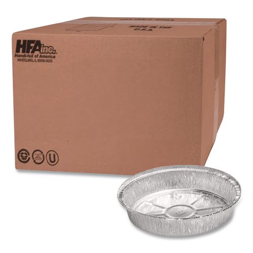 Image of HFA® HFA 400440 Round Aluminum Containers, 32 oz, 9.03" Diameter x 1.25" h, Silver, 500/Carton
