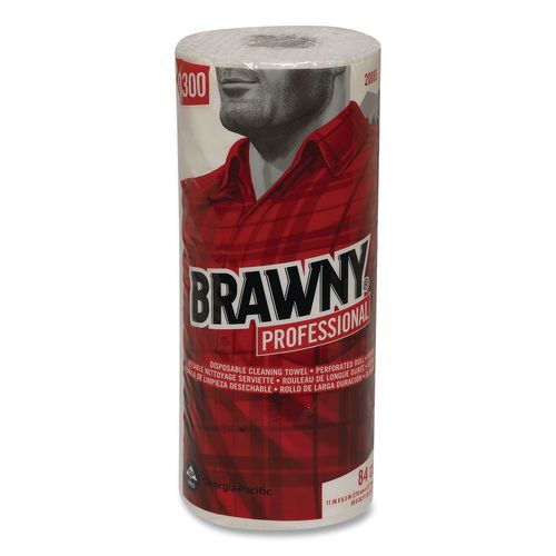 Image of Brawny® Professional 20085 Premium DRC Perforated Roll Wipers, 1-Ply, 11 x 9.38, Unscented, White, 84/Roll, 20 Rolls/Carton