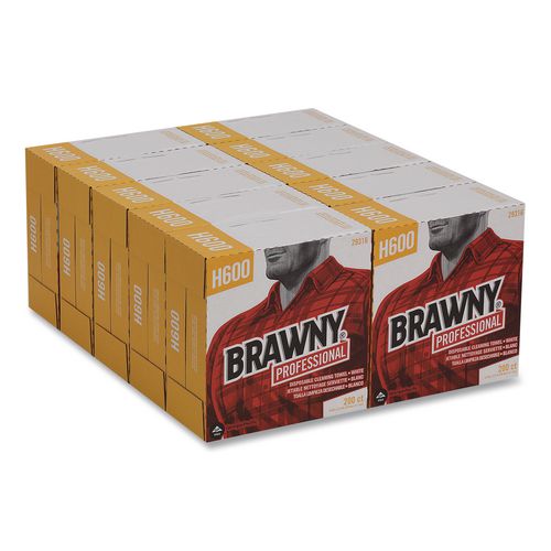 Image of Brawny® Professional 29316 Lightweight Disposable Shop Towels, 9.1 x 12.5, White, 200/Box