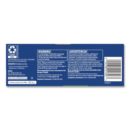 Image of Ziploc® 383179 Resealable Sandwich Bags, 6.5" x 5.88", Clear, 50 Bags/Box, 12 Boxes/Carton