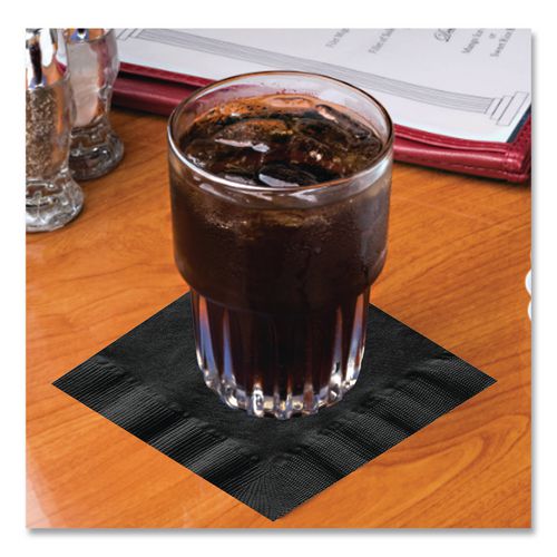 Image of Hoffmaster® 020212 Embossed Beverage Napkins, 1-Ply, 10 x 10, Black, 1,000/Carton