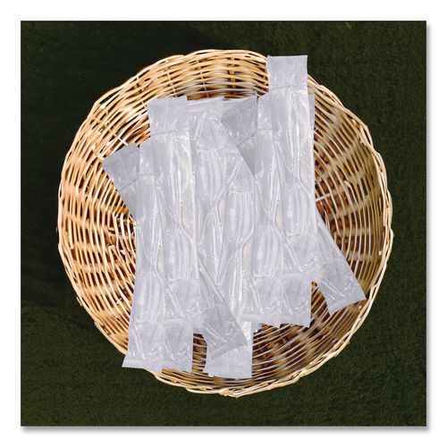 Image of Hoffmaster® 117799 Economy Cutlery Kit, Fork/Knife/Napkin/Spoon, Plastic, White, 250/Carton