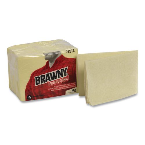 Image of Brawny® Professional 29616 Dusting Cloths, Quarterfold, 17 x 24, Unscented, Yellow, 50/Pack, 4 Packs/Carton
