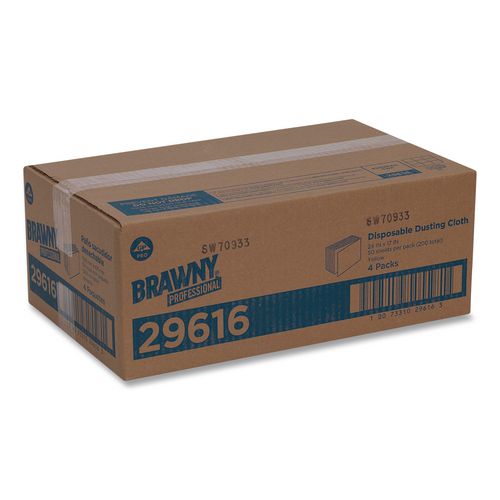Image of Brawny® Professional 29616 Dusting Cloths, Quarterfold, 17 x 24, Unscented, Yellow, 50/Pack, 4 Packs/Carton