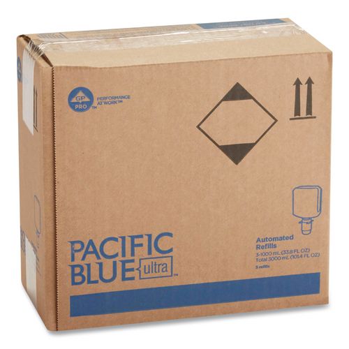 Image of Georgia Pacific® Professional 43337 Pacific Blue Ultra Automated Sanitizer Dispenser Refill Foam Hand Sanitizer, 1,000 Ml Bottle, Fragrance-Free, 3/carton