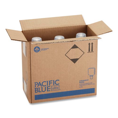 Image of Georgia Pacific® Professional 43337 Pacific Blue Ultra Automated Sanitizer Dispenser Refill Foam Hand Sanitizer, 1,000 Ml Bottle, Fragrance-Free, 3/carton