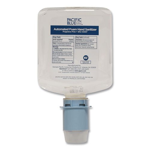 Image of Georgia Pacific® Professional 43337 Pacific Blue Ultra Automated Sanitizer Dispenser Refill Foam Hand Sanitizer, 1,000 Ml Bottle, Fragrance-Free, 3/carton