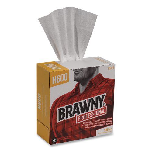 Image of Brawny® Professional 29316 Lightweight Disposable Shop Towels, 9.1 x 12.5, White, 2,000/Carton