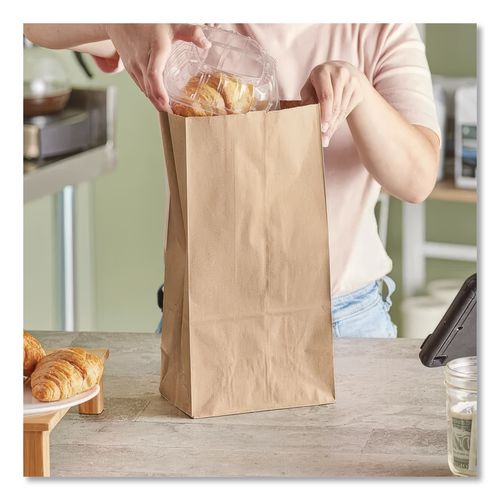 Image of Ross & Wallace Paper Products 130312500SP Grocery Paper Bags, 12# Size, 50# Basis Weight, 7" x 4.38" x 13.75", Kraft, 500/Bundle