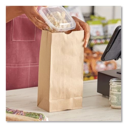 Image of Ross & Wallace Paper Products 130310500SP Grocery Paper Bags, 10# Size, Heavy-Duty, 50# Basis Weight, 7" x 4.38" x 13.75", Kraft, 500/Bundle