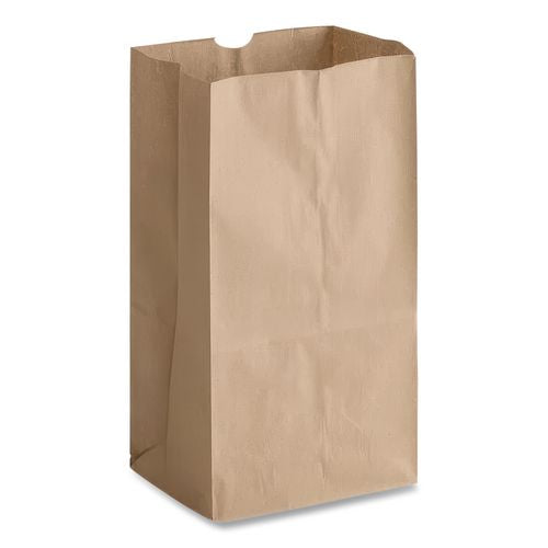 Image of Ross & Wallace Paper Products 100326500PK/BL Grocery Paper Bags, 25# Squat Size, 40# Basis Weight, 8.25" x 5.25" x 16.13", Kraft, 500/Bundle