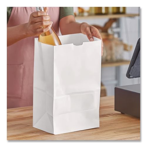 Image of Ross & Wallace Paper Products 120321500PK/BL Grocery Paper Bags, 20# Squat Size, 40# Basis Weight, 8.13" x 5.88" x 12.5", White, 500/Bundle