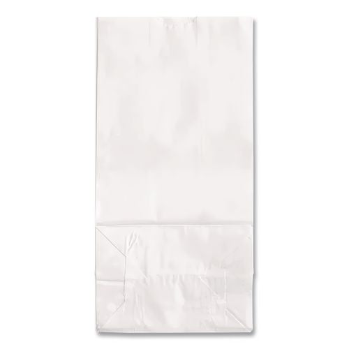 Image of Ross & Wallace Paper Products 120304500PK/BL Grocery Paper Bags, 4# Size, 30# Basis Weight, 5" x 3.13" x 9.88", White, 500/Bundle