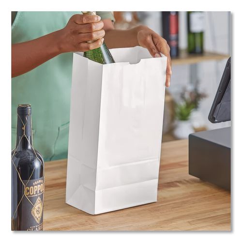 Image of Ross & Wallace Paper Products 120312500PK/BL Grocery Paper Bags, 12# Size, 40# Basis Weight, 7" x 4.38" x 13.75", White, 500/Bundle